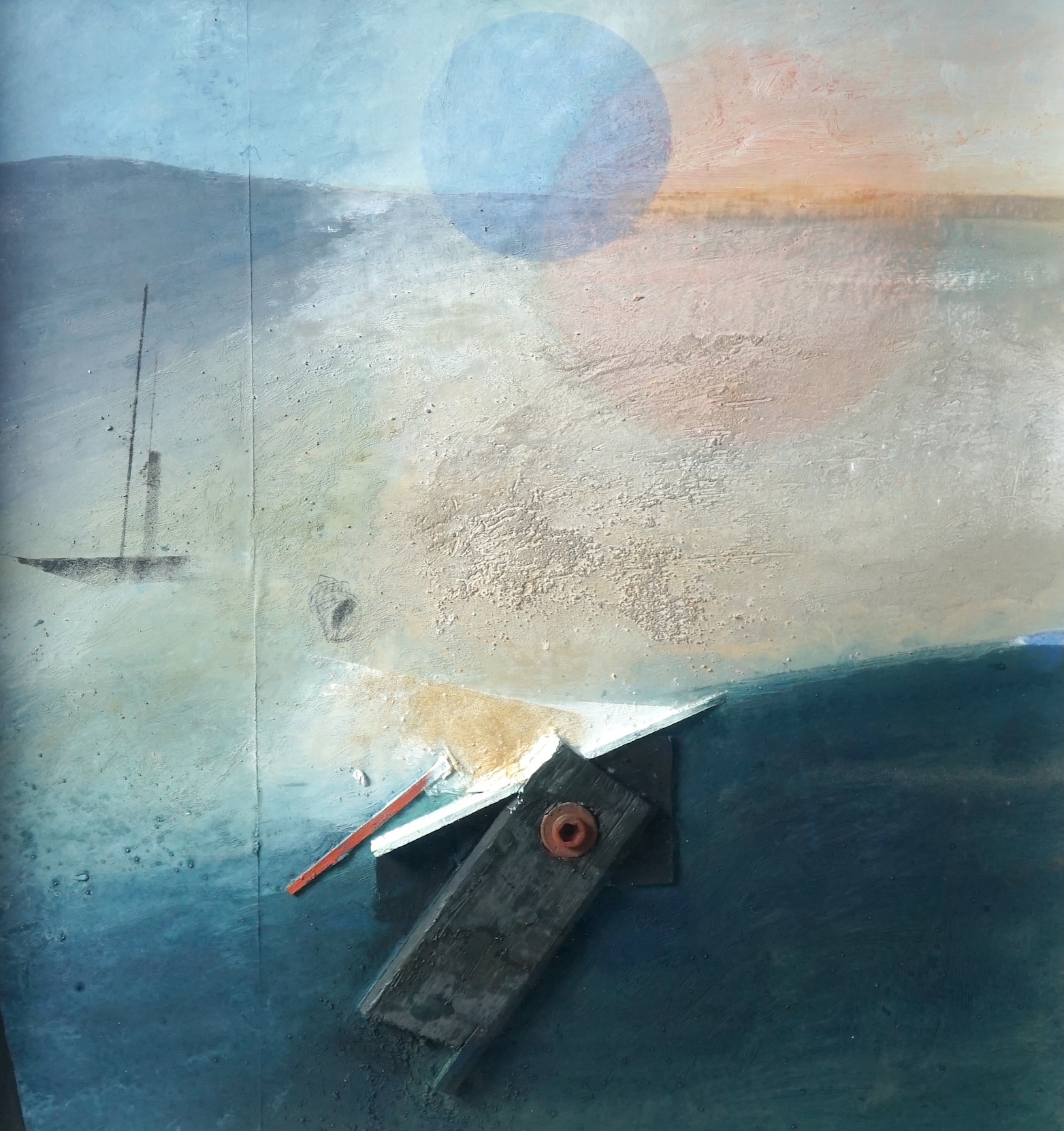 Keith Purser (British, b.1944), 'Blue Moon Anchorage 1835', mixed media on board, 83 x 79cm